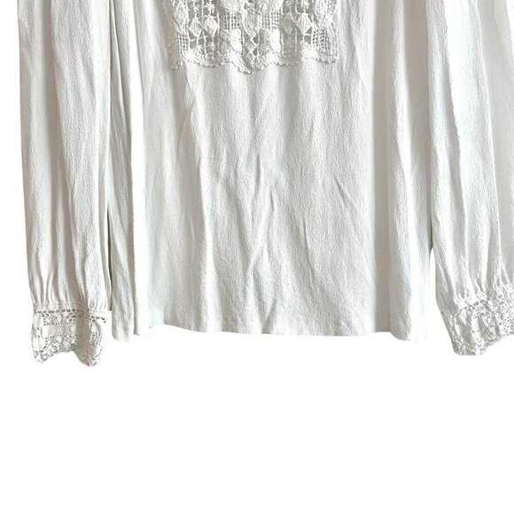 Sandro Paris Casey Lace Crepe Top Blouse Tunic Ecru Creme White Sz 2 - Picture 10 of 10